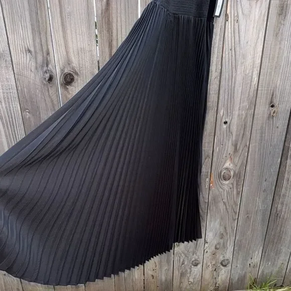 Marina Pleated Midi Dress Black Size 4 - Picture 6 of 13